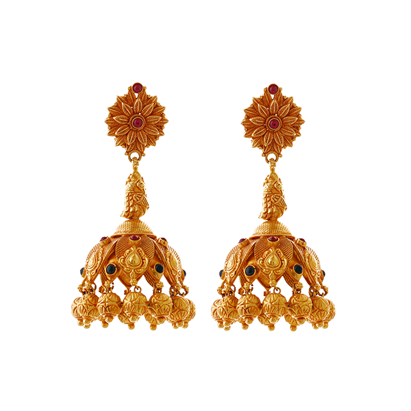 Buy Antique Ruby Emerald Gold Earrings by VBJ